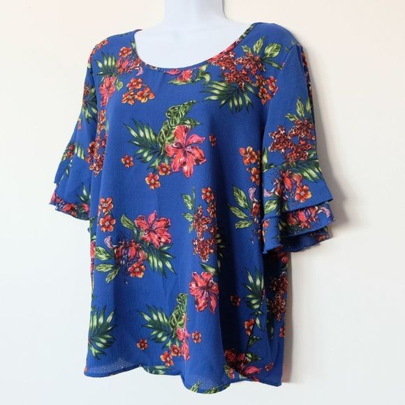 Floral Blue Blouse - Picture 2 of 8